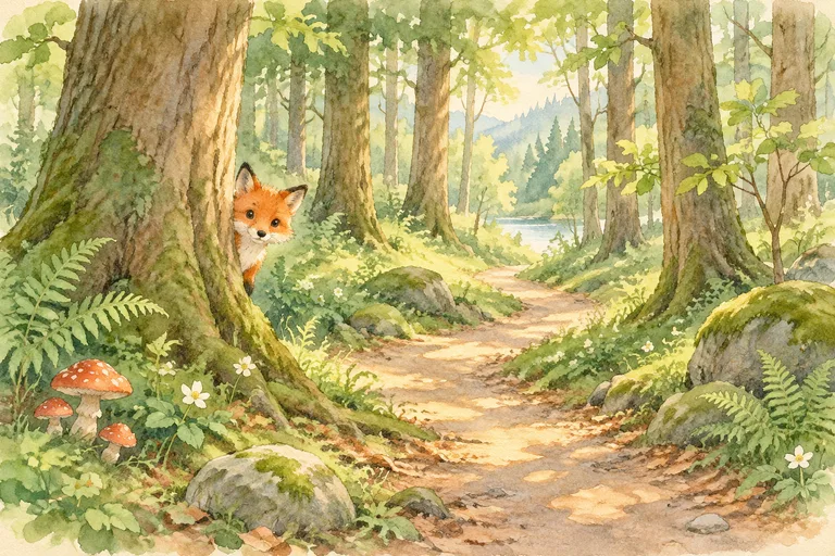 Dibujo de la sugerencia «Un bosque con secretos» del asistente de Talepip